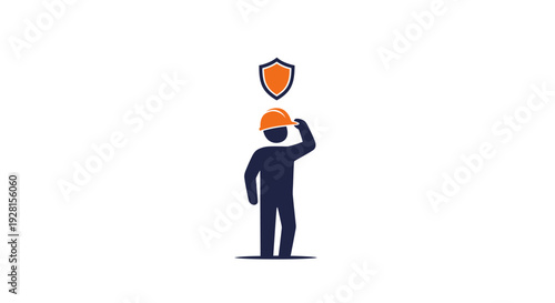 Man wearing hard hat and shield.