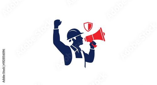 Man wearing sunglasses holding megaphone.