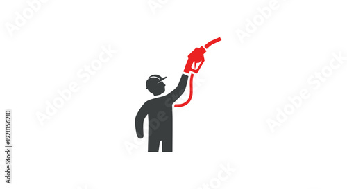 Man holding fuel nozzle pump.