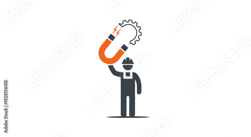 Man holding large horseshoe magnet.