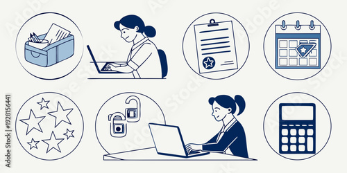 A collection of icons representing various aspects of life and activities Vector