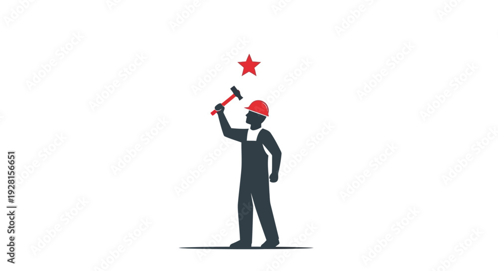 Fototapeta premium Man in suit holding hammer up.