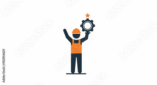 Man in orange vest holding gear.