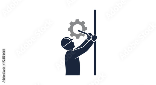 Man Installing Gear on a Pole.