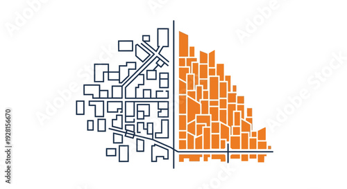 Orange City Map with Black Outline Neighbourhoods.