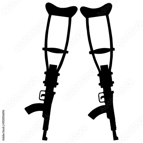 War Consequences and Disability Silhouette Humanitarian Crisis Concept