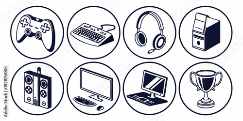 A collection of icons representing various activities and objects for daily life Vector