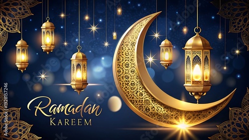 Wallpaper Mural Ramadan Kareem Background With Crescent Moon And Glow Torontodigital.ca