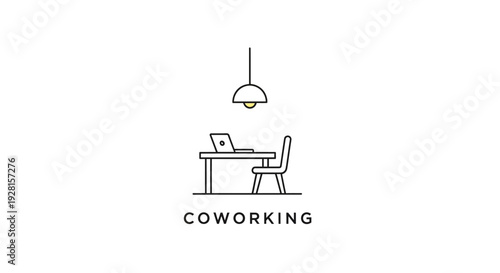 Modern coworking space office desk.