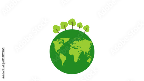 Green earth globe with forest trees on top for environmental conservation concept