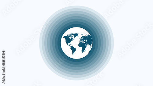 Earth globe surrounded by concentric blue circles representing the ozone layer or atmosphere