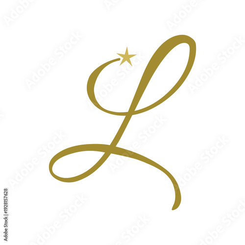 Letter L with star logo icon isolated on white background