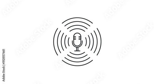 Microphone Icon with Sound Waves.
