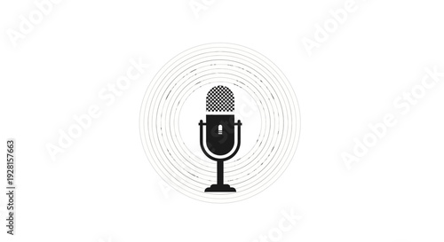 Microphone Icon with Sound Waves Emitted.