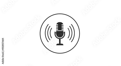 Microphone Icon with Sound Waves Emitted.