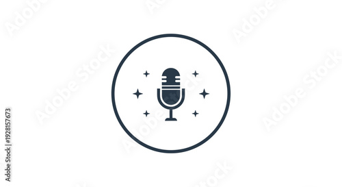 Microphone Icon with Sparkles Around.