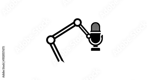 Microphone on robotic arm closeup view.