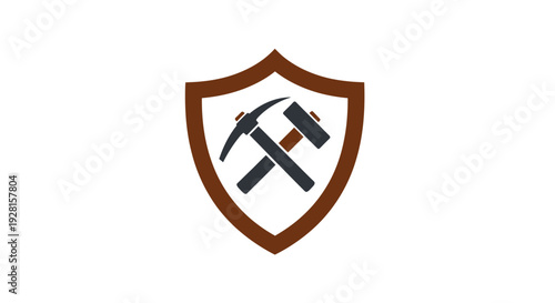 Mining Shield Emblem with Hammers.
