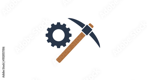Mining tools and gear icon.