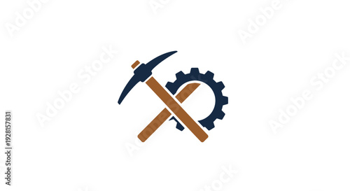Mining tools crossed pickaxe gear.