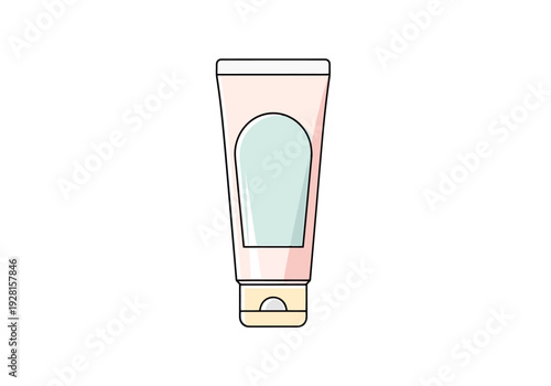 Cosmetic Cream Tube Container For Skincare Products With Cap And Label Area For Branding White Background Minimalist Style