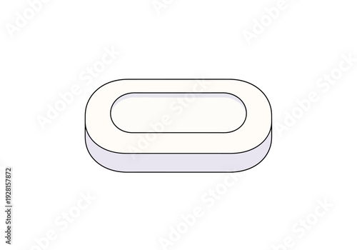 Abstract Oval Shape Geometric Form Modern Minimalist Design Element Clean White Surface Isolated on White Background