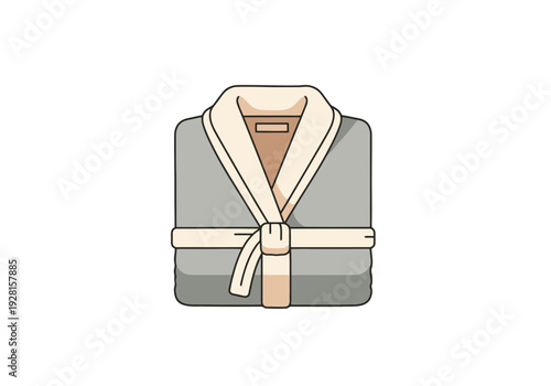 Cozy Gray Bathrobe Lapel Collar Belted Loungewear Apparel Isolated Simple Clean Design Fashion Clothing Item for Relaxation and Comfort