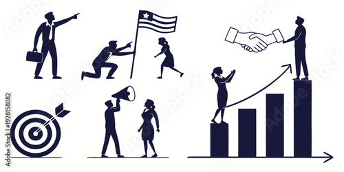 Illustration of people working together to achieve success and growth Vector