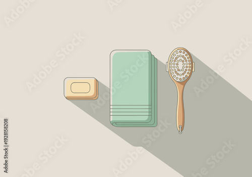 Minimalist Bathroom Essentials Flat Design Simple Objects For Hygiene And Cleanliness Represented Digitally