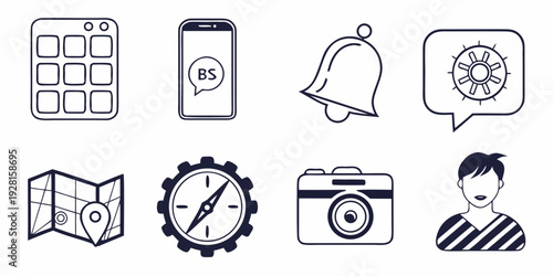 Collection of icons representing various mobile applications and services Vector
