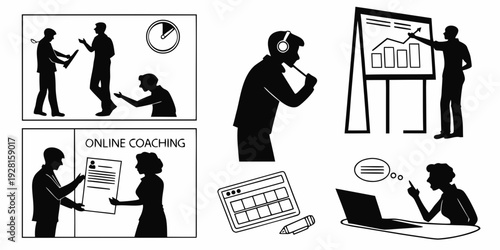 Illustration of various activities and tasks in a work environment Vector