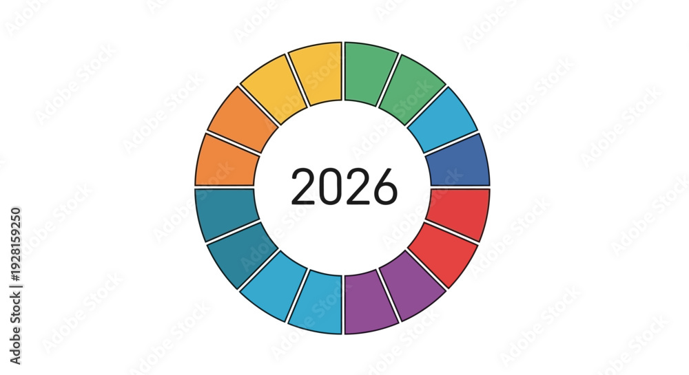 Obraz premium Multicolor pie chart with 2026.