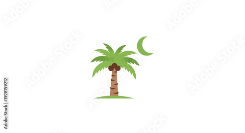 Palm tree with green leaves standing.