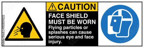 Safety sign CAUTION FACE SHIE...