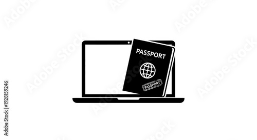 Passport on a laptop keyboard.