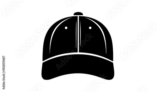 Simple black baseball cap silhouette vector icon isolated on white