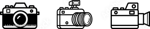 Set of three camera icons illustration