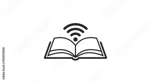 Open Book with Wireless Signal Icon.