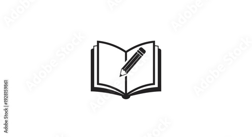 Open Book with Pen on Page.