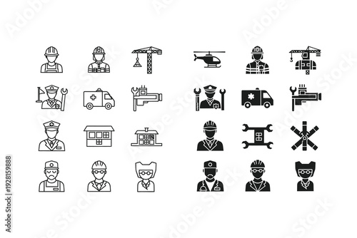 Diverse icons representing various professions and emergency services