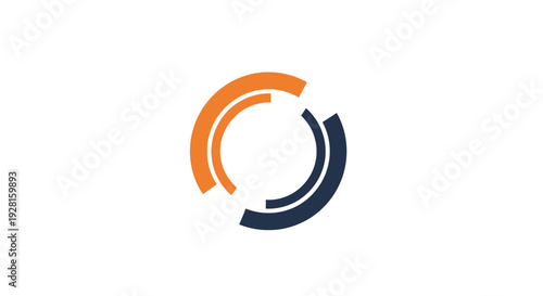 Orange and Blue Circular Logo Design Element.