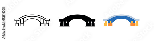 System harmony metaphor conveyed by an arched bridge with equal supports on both sides forming a calm symmetrical span as a