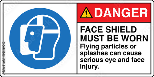 Safety sign DANGER FACE SHIEL...