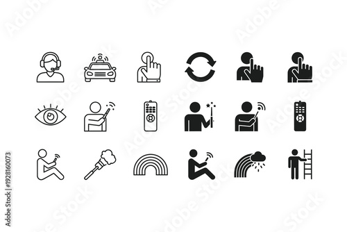 Collection of icons depicting various human activities and professions