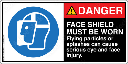 Safety sign DANGER FACE SHIEL...