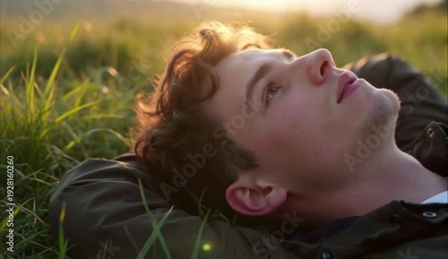 young man lying on the grass
