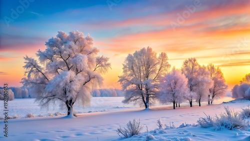 Wallpaper Mural Winter Landscape With Icy Trees And Pastel Sky Torontodigital.ca