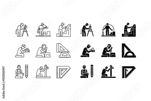 Various icons depicting people engaged in architectural and design drafting activities