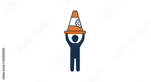 Person Wearing Traffic Cone on Head.