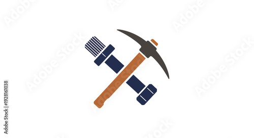 Pickaxe and brush mining tools crossed.